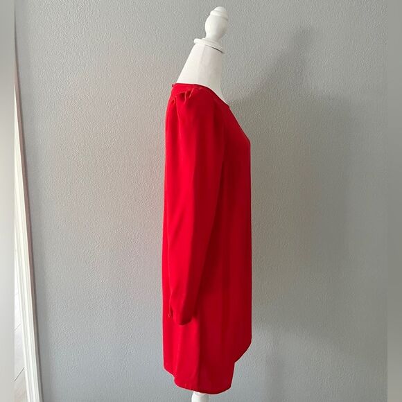 H & M Womens Fire Red Puff Sleeves Mini Dress Size Small - Picture 4 of 15